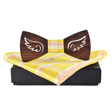 Mantieqingway ручной работы деревянная бабочка платок Набор для мужской свадьбы бизнес Дерево бабочка галстук для мужчин клетчатая галстук-бабочка