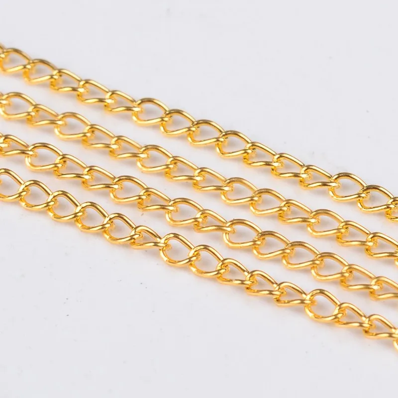 100m 5x3x0.8mm Golden Reel Unwelded Iron Twist Chains, Lead Free