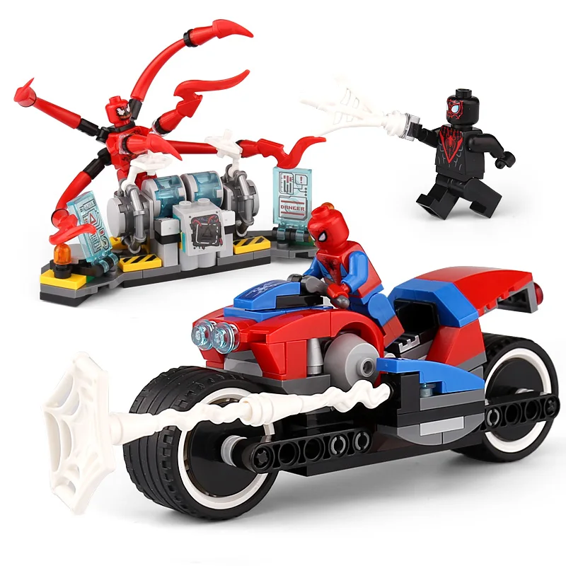 

07112 Super heros The 76113 Spider man Bike Rescue Set Building Blocks Bricks Assembly Kid DIY Toys Christmas Gift