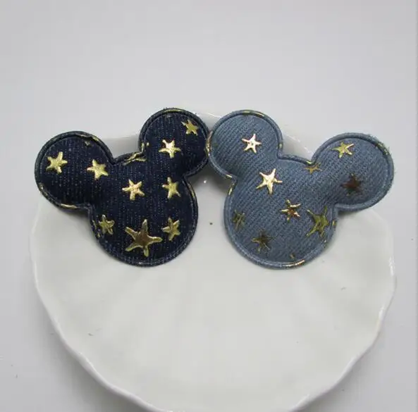 

5.5x5cm Kawaii Denim Cat Head Padded Appliques for DIY Children headwear Accessories, DIY patches Baby Garment Accessories