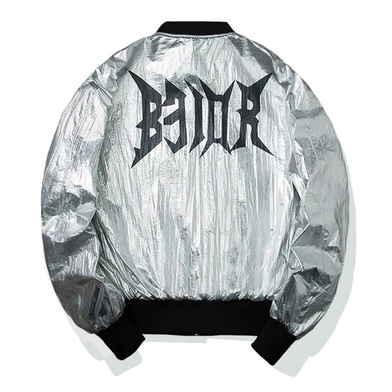 double sides zipper Jacket men fashion hip hop streetwear punk style jackets baseball reflective top coat plus size