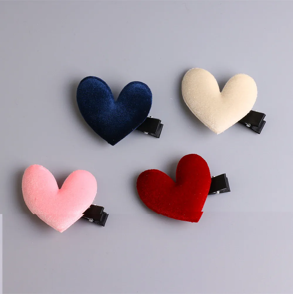 

2017 New 20pcs/Lot Hairpins Velvet Heart Hair Pins Accessories Claw Handmade for Girl kids women Children Hair Clips Clip