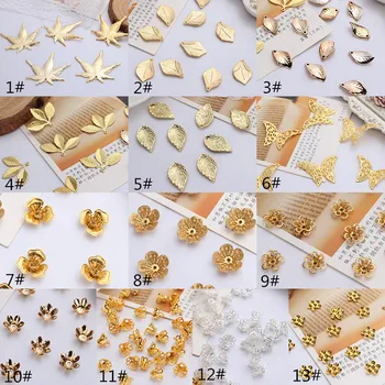 

20pc/lot Metal Alloy Copper Flowers Leaves Butterfly Leaf Beads Caps Gold Plated For Jewelry Crafts Making Materials Accessories