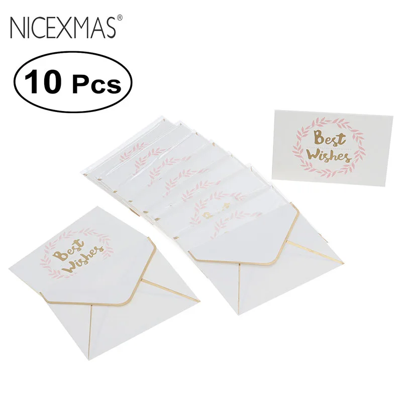 

NICEXMAS 10pcs Best Wishes Greeting Card with Envelopes Blessing Cards Blank Note Cards