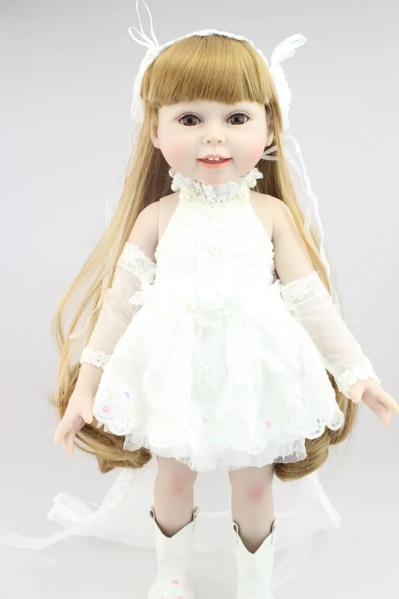 

Reborn baby girl dolls 45cm lovely bride princess Dressing dolls toys for children gift NPK fashion BJD doll full vinyl body