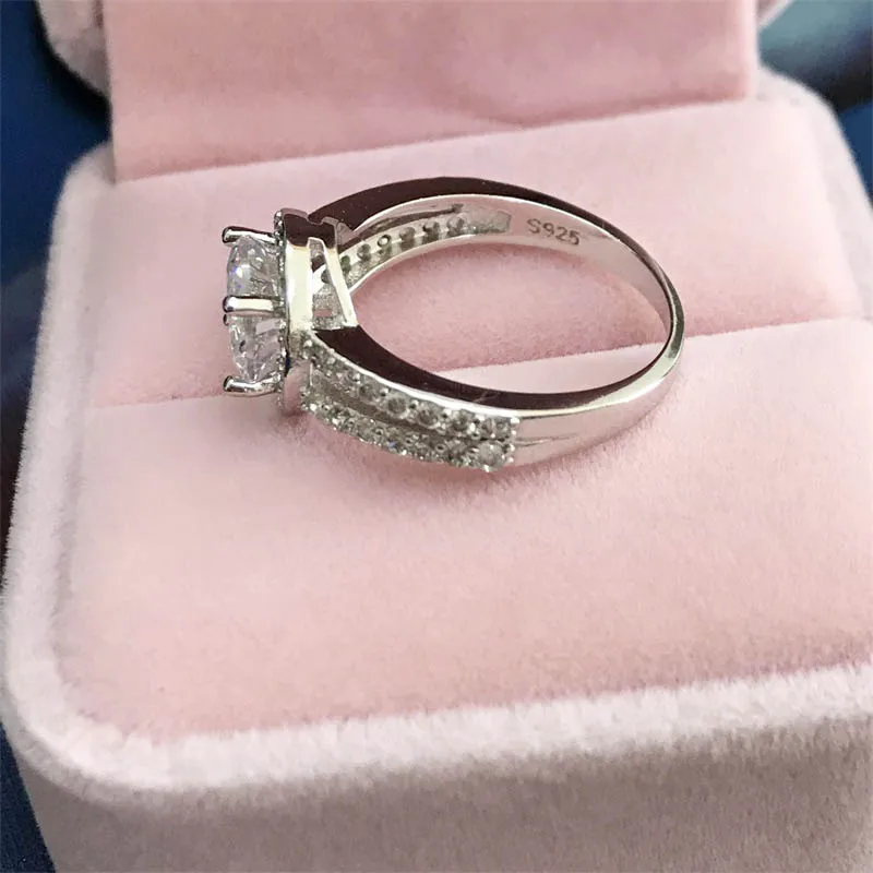 YHAMNI настоящий модный 925 набор серебряных колец 2ct 8 мм CZ циркониевый браслет Помолвочное, обручальное кольцо ювелирные изделия для женщин подарок LR510