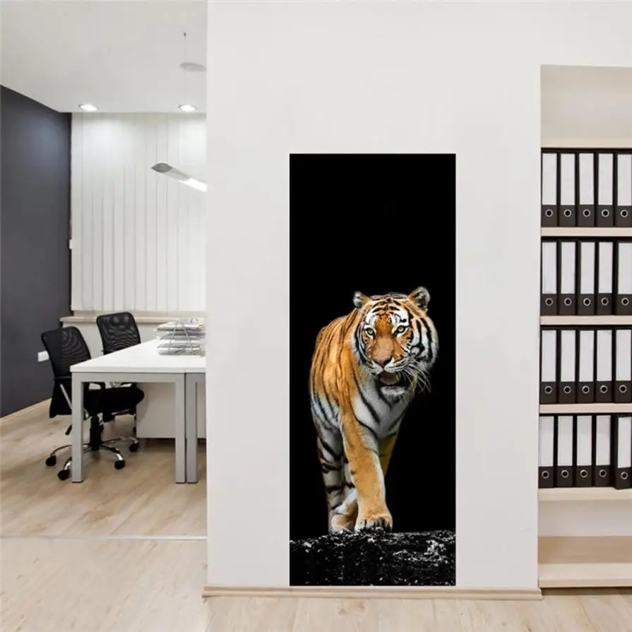 Baru Kedatangan 3D Tahan Air Liar Yang Realistis Hewan Pintu Stiker