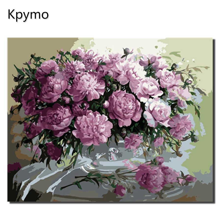 Kpymo DIY картина маслом в рамке по номерам цветы картины холст для гостиной стены