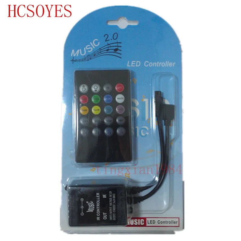 20 ключ Музыкальный ИК контроллеп черный звуковой Сенсор пульт дистанционного управления для RGB Светодиодные ленты 12 V-24 V для RGB 5050 3528 smd Светодиодные ленты