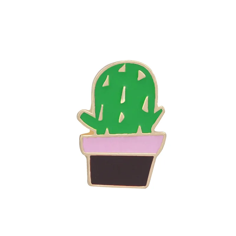 Несколько стилей, мультяшная брошь с растением, Мини милый кактус, эмалированная булавка, зеленые значки с растениями в горшках для женщин и мужчин, нагрудные булавки, ювелирное изделие, подарок - Окраска металла: cactus 13