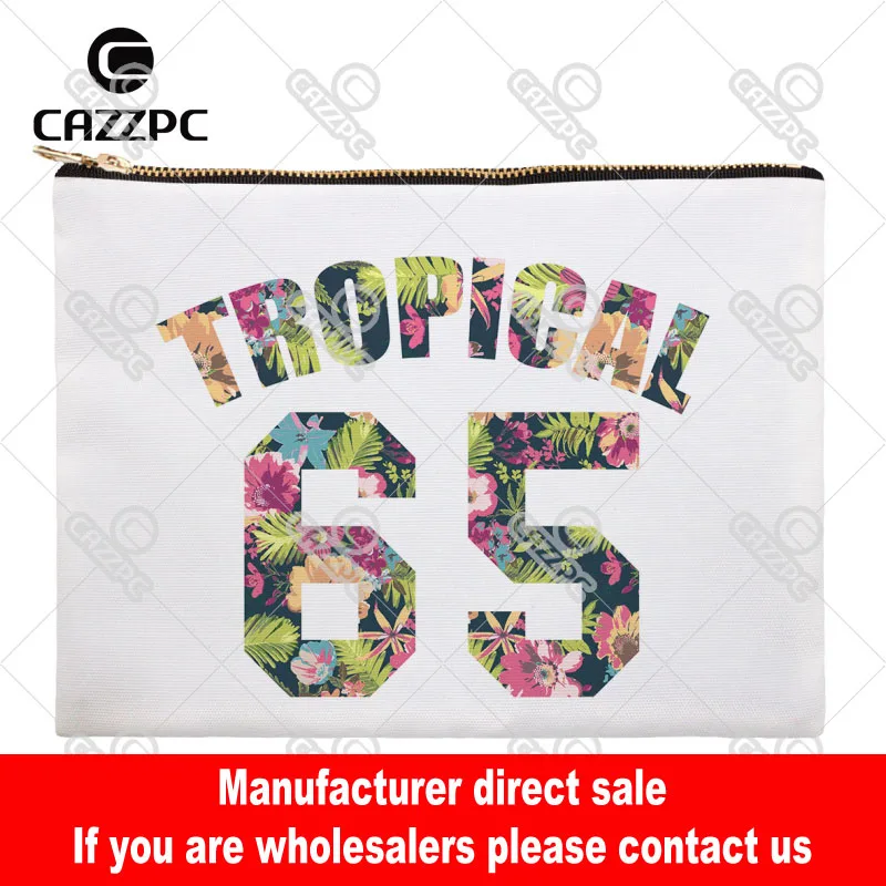 tropical-flower-lucky-number-65-canvas-pattern-print-cosmetic-bag