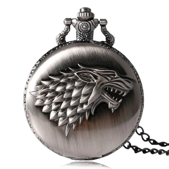 Game of Thrones Stark House Symbol Vintage Pocket Watch Necklace Direwolf Patter Game of Thrones Stark House Symbol Vintage Pocket Watch Necklace Direwolf Patter