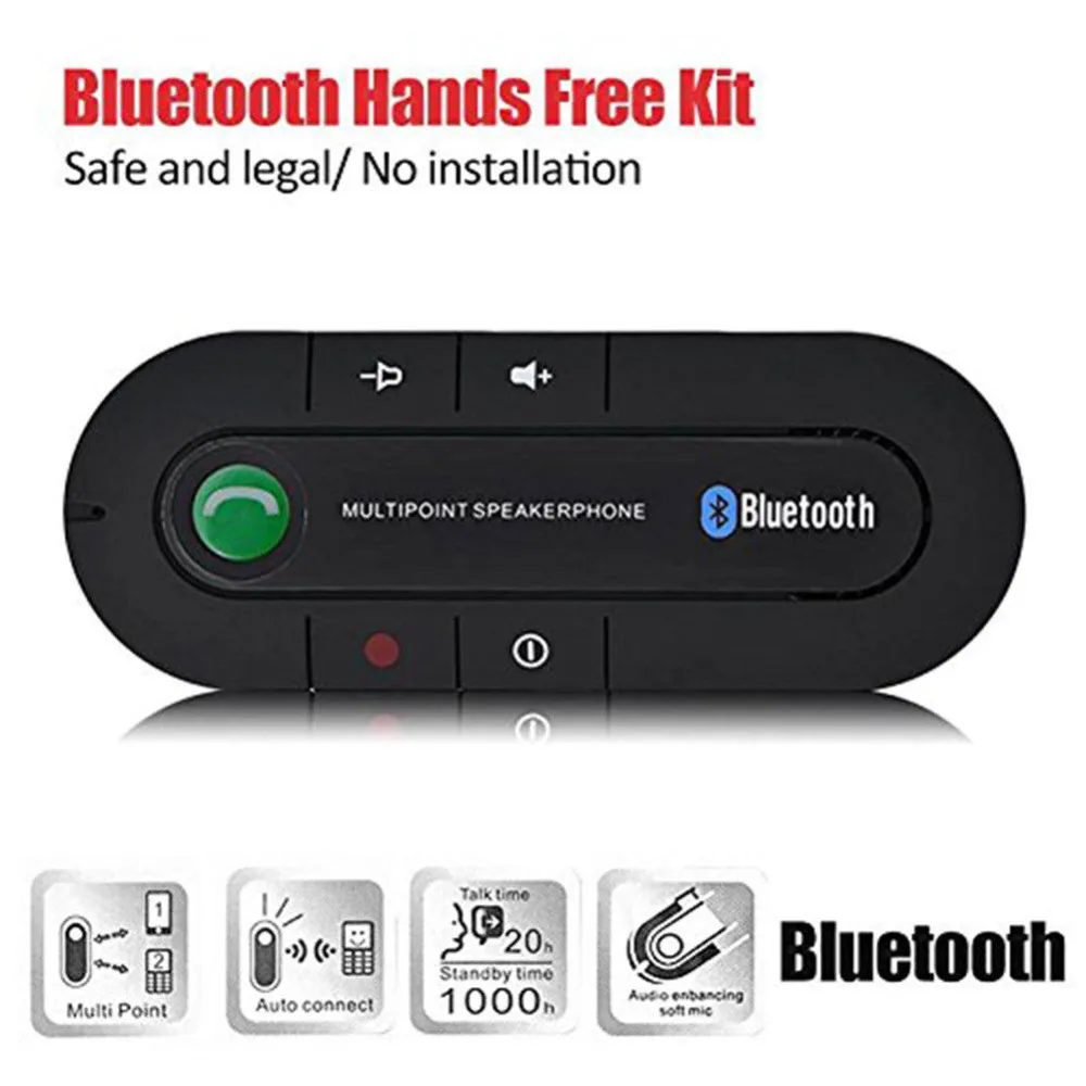 Universal Bluetooth Wireless Speaker Phone MP3 Player Car Kit Sun Visor Clip Speakerphone Car Charger socket (19)