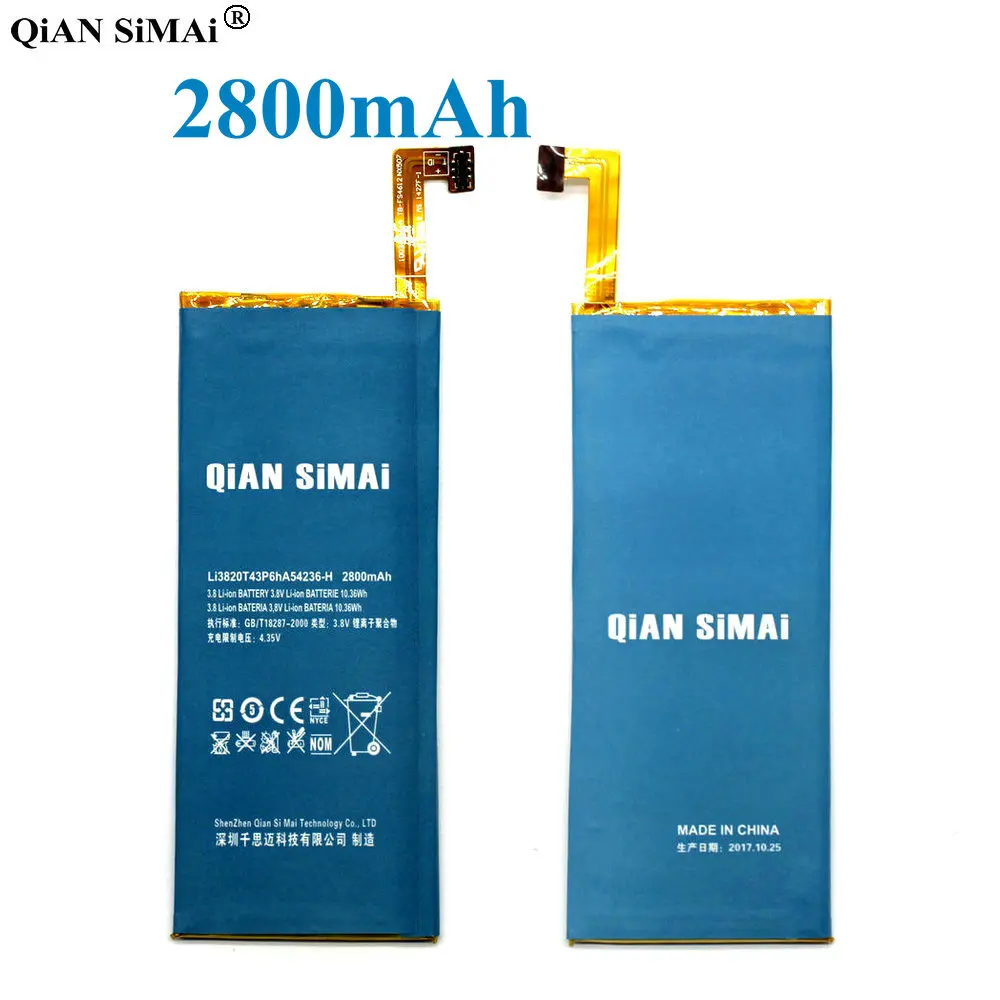 QiAN SiMAi высокое качество Li3823T43P6hA54236-H 2800 мАч аккумулятор для ZTE Nubia Z7 Mini NX507J Blade S6 5 0