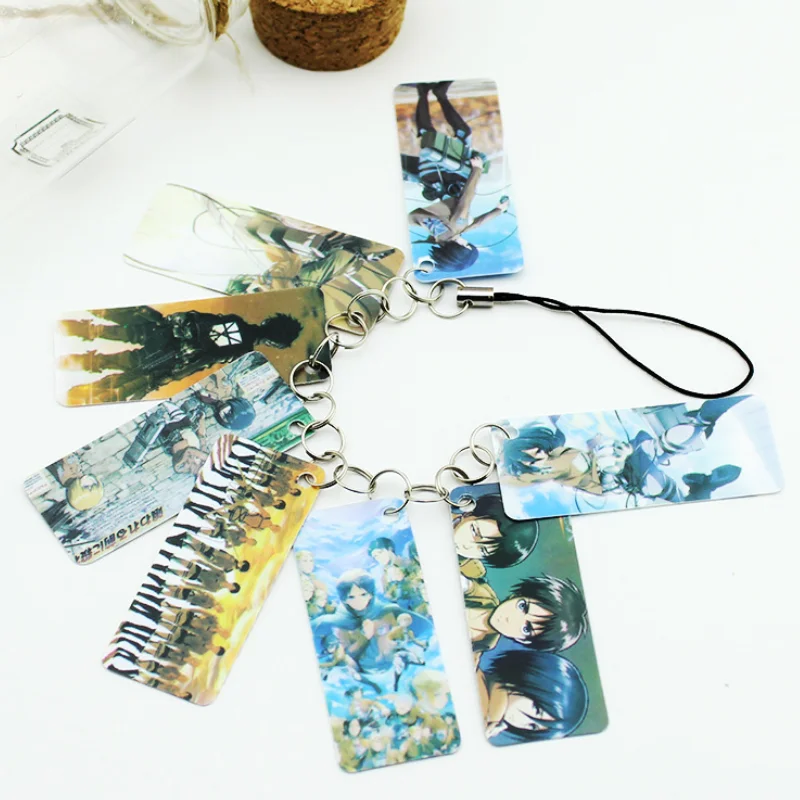 

1 pcs Creative Cartoon Anime Attack on Titan Photo Pvc 8 Card String Pendant handset decoration figure toys