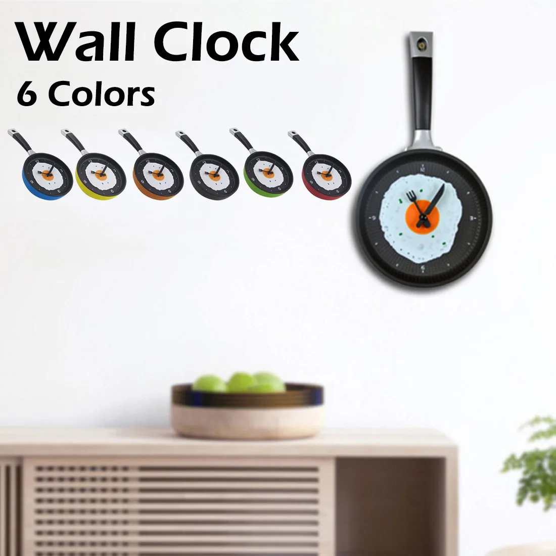 Buy Creative Frying Pan Clock with Fried Egg Kitchen Wall Clock for Home