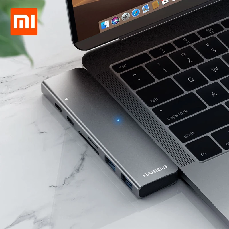 Адаптер для зарядки Xiaomi hagxiaomi USB Type-C 7 в 1 TF/SD/PD/2 USD 3 0/HUB HDMI зарядное устройство Macbook