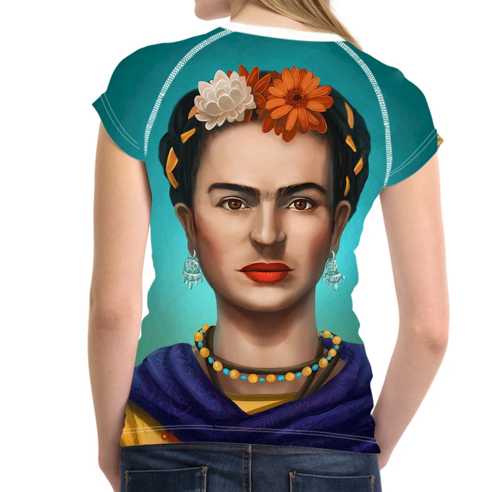 NoisyDesigns Funny Frida Kahlo Print Short Sleeve Tshirt Women's Casual Female Summer Tshirt Girl Lady Breathable Fitness Shirt Tops