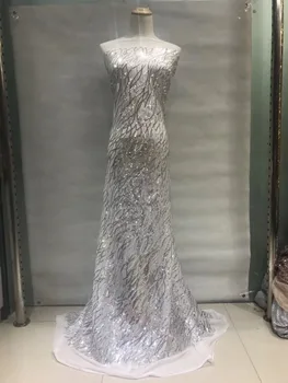 

top quality sequins French net lace JIANXI.C-53124 tulle lace fabric for bridal embroidered lace fabric