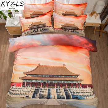 

XYZLS Forbidden City Cotton Bedding Set US/AU/UK Queen Size Bedclothes Traditonal Chinese Twin Full King Double Bedding Kit