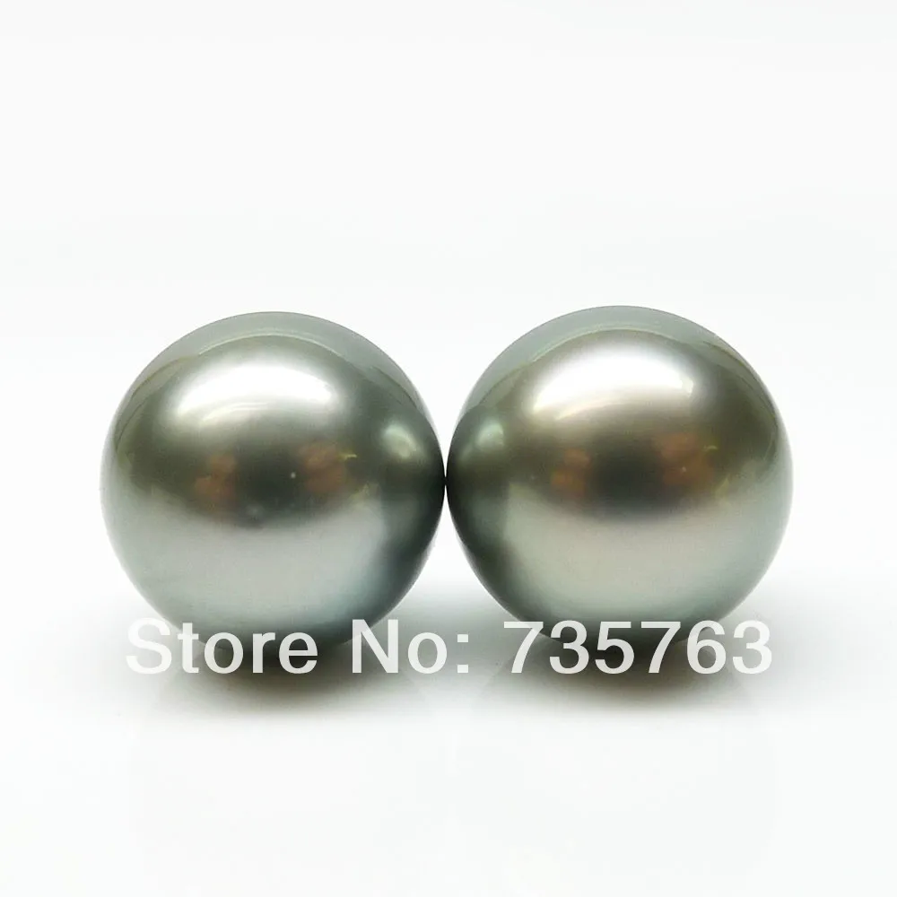 

xiuli 000455 BEAUTIFUL!ROUND 2PS 11.35MM GRAY GENUINE LOOSE TAHITIAN PEARL