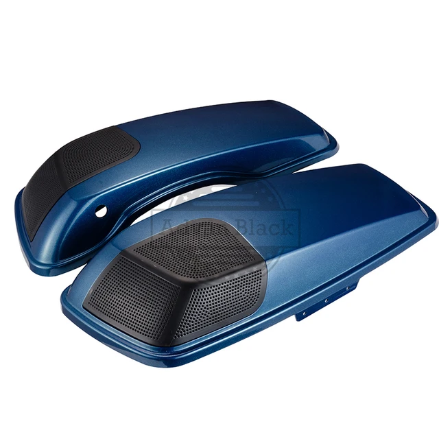 AdvanBlack Daytona Blue CVO 5x7 Saddlebags Speaker Lids For Harley