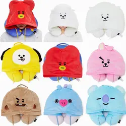 Kpop home для BT21 bts Милая мультяшная Q версия с капюшоном u-образная плюшевая теплая удобная подушка дорожная подушка для шеи