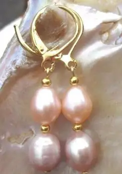 

free shipiing new Pretty design south sea pink purple pearl earrings 14K/20 GOLD