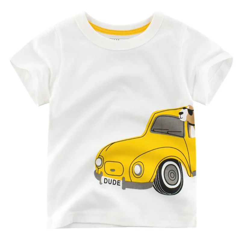 Хлопковая футболка для маленьких мальчиков; летняя футболка с короткими рукавами и рисунком динозавра для мальчиков; топы; повседневная спортивная детская футболка для мальчиков; одежда для детей