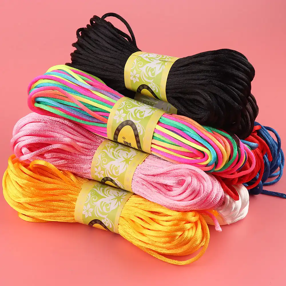 10M Cuerda Trenzada de Nylon Nudo Chino Satinado Macramé Cable de Alambre de abalorios Cola de rata