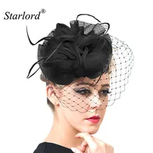 Starlord Women Chic Fascinator Hat Cocktail Wedding Party Church Headpiece Fashion Headwear Fancy Feather Hair Accessories