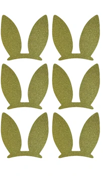 

3.8x3.6cm Easter Bunny ears gold glitter sticker label