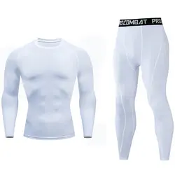 Новый Топ брендовая одежда мужской кожи компрессионный базовый слой Фитнес футболка леггинсы 2 шт. Юнион костюм спортивный костюм Беговые