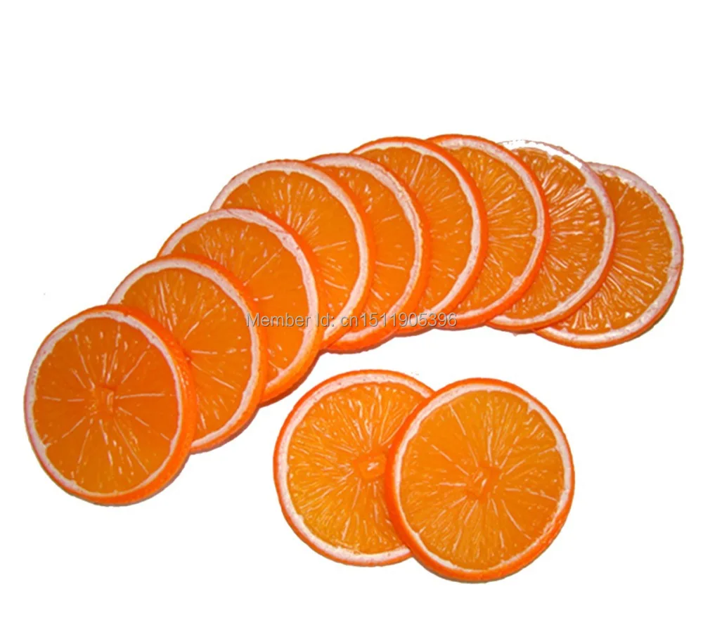 10Pcs Fake artificial Orange Lemon Lime Slice Garnish Fruit Food House Decor 