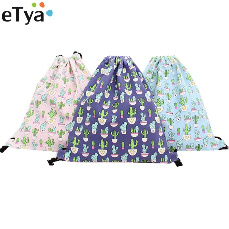 ETya Модный женский рюкзак С КАКТУСОМ Холщовый дорожный с мягкой спинкой женские
