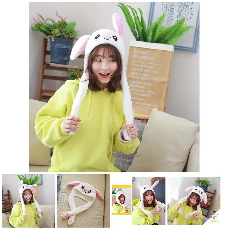 

2019 Fashion Droppshiping Cute Bunny Plush Hat Funny Playtoy Ear Up Down Rabbit Gift Toy for Kids Girls Girlfriend dg88