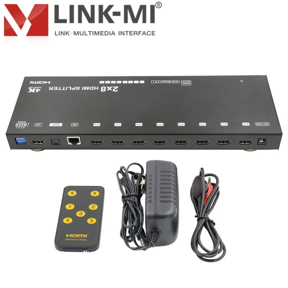 

LINK-MI SP28-Audio 2x8 HDMI Switch Splitter Support 3D format EDID HDMI Extender 50m UTP Resolution 4Kx2K full HD HDCP Compliant
