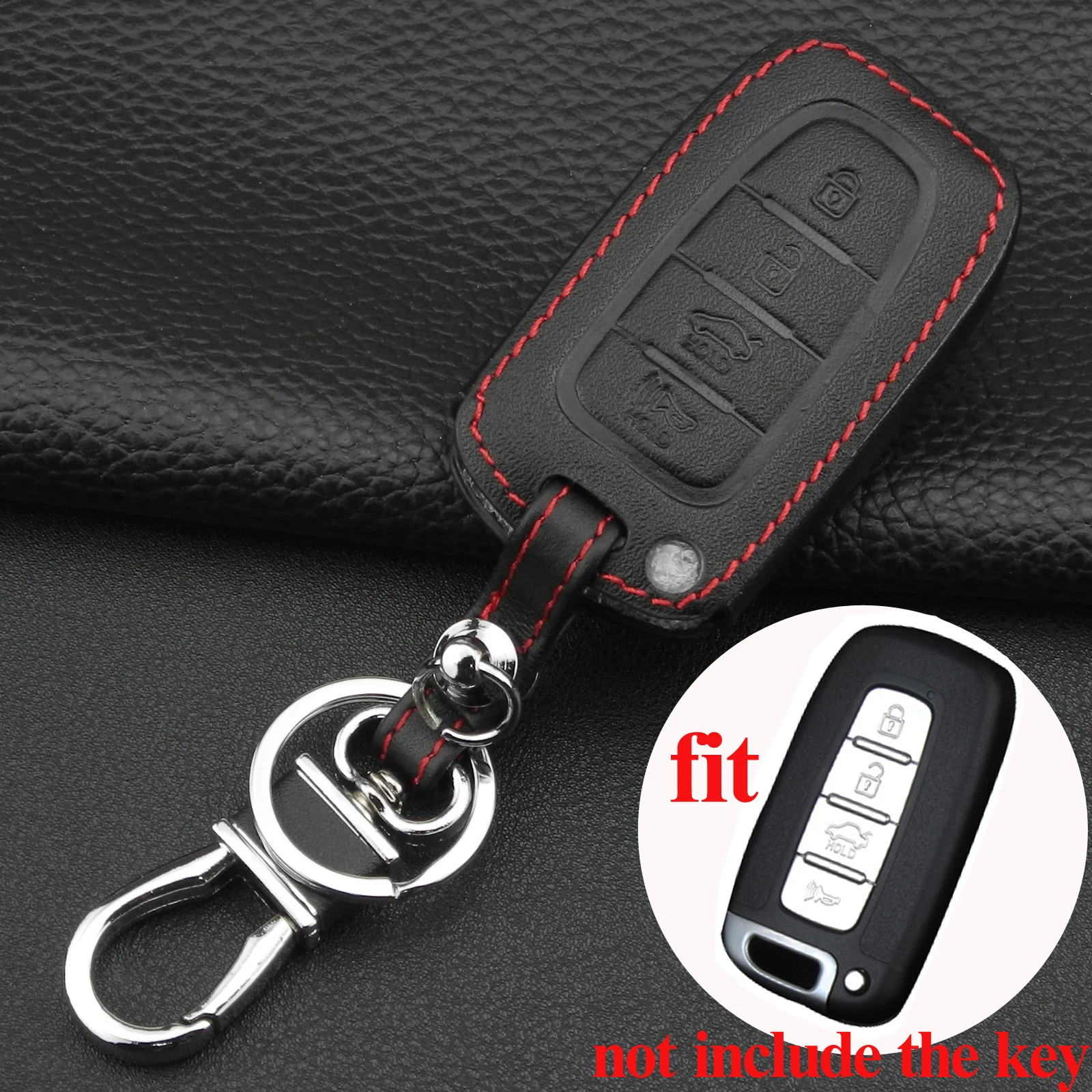 

jingyuqin 4 Buttons Remote Leather Key Case for Hyundai Long Move IX35 Sonata 8 for Kia Chi Ran K2 Furui Di k5 FOB
