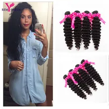 6A Indian Deep Wave Indain Virgin Hair 4 bundles deep wave weave rosa hair products Indian