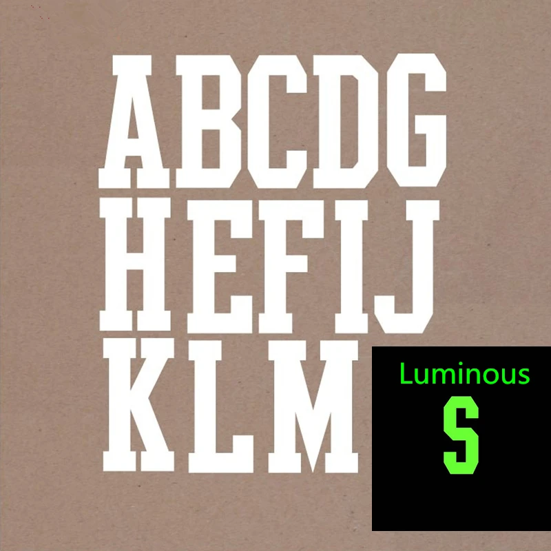 

Height 6CM Luminous English Letters Patches Heat Transfer Applique Iron On Patches For DIY Fashion Clothes Personalized Jacket
