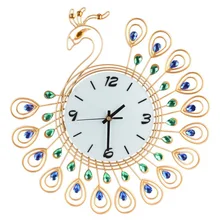 Luxury High Quality Large Antique Diamond Peacock Wall Clocks Living Room Creative Wall Clock Unique Gift Home Decor ASLT