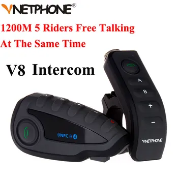 

100%Original Brand Vnetphone V8 1200M Bluetooth Intercom Motorcycle Helmet Interphone Headset NFC Remote Control Full Duplex +FM