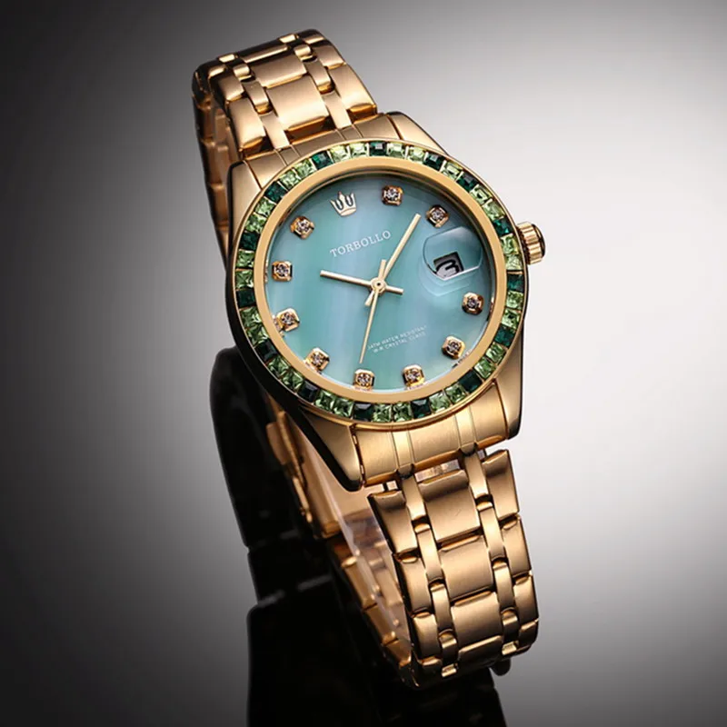 

2017 High Quality Fashion Casual Womens Watch Japan Movt Crystal Ceramic Green Female Wrist Clock Waterproof With Original box