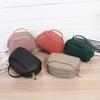 

New Women Messenger Bags 100% Genuine Leather Female Shoulder Crossbody Bag Double Layer Ladies Party Package Cowskin
