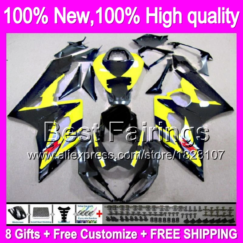

Fairing For SUZUKI GSXR1000 05 06 GSX R1000 Yellow black 05-06 88B58 GSX-R1000 Yellow K5 GSXR-1000 GSXR 1000 2005 2006 +Decal