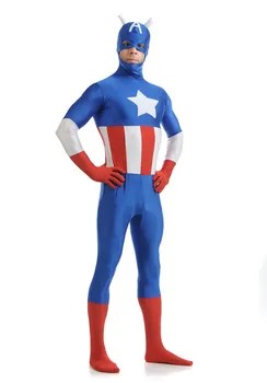 

2019 Adult Captain America Costume Superhero Movie Zentai Suit Cosplay Clothing Custom Made Party Carnival Halloween Bodysuit