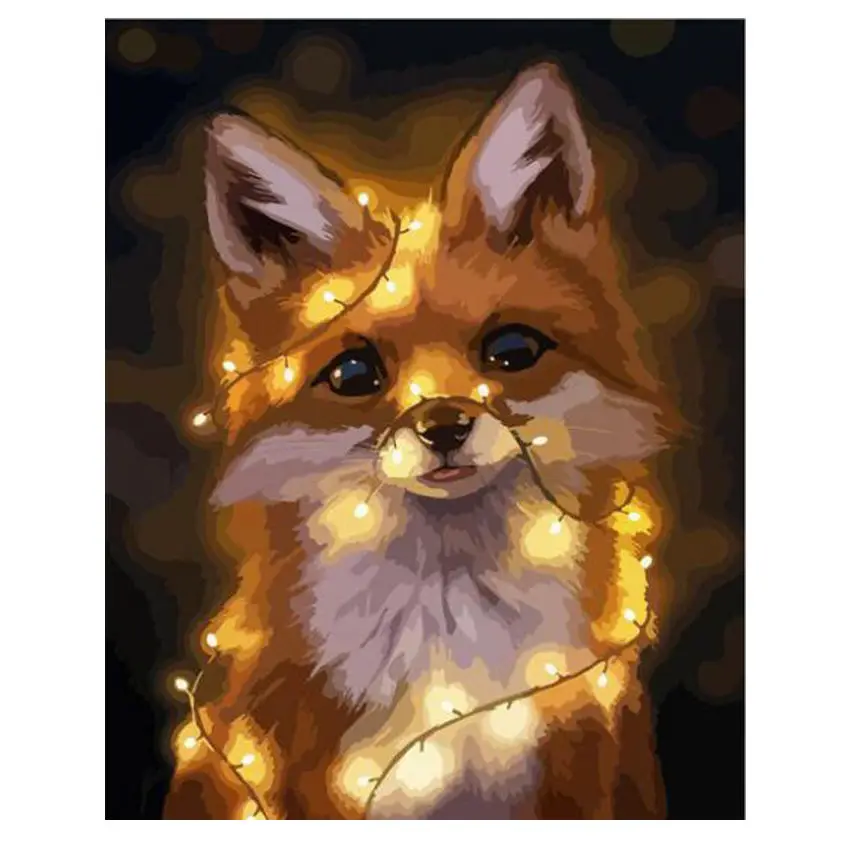 RIHE Lighted Fox DIY Painting By Numbers Drawing Coloring