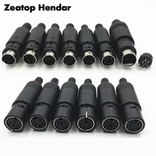 2 шт. мини 3 4 5 6 7 8 9 Pin Din штекер/штекер с пластиковым адаптер рукоятки паяльный кабель DIY разъем