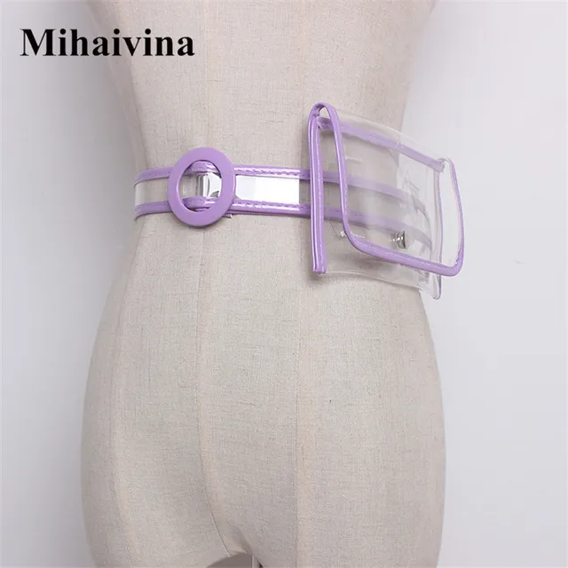 Mihaivina Casual Women PVC Waist Belt Bag Transparent Fanny Packs Female Dual Purpose Waist Pack And Belt Fashion Tide All-match