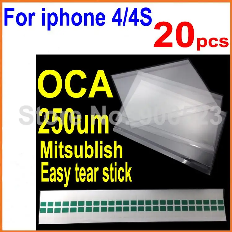 

20pcs for Mit for formitsu For iPhone 4 4s 4g 4gs OCA Optical Clear Adhesive Double Side Sticker Glue 250um dry glue
